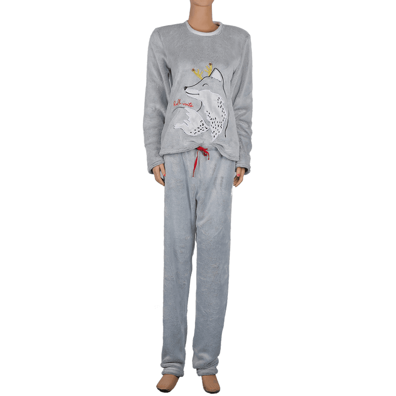 Ensemble de pyjama en flanelle imprimée sans col pour femme