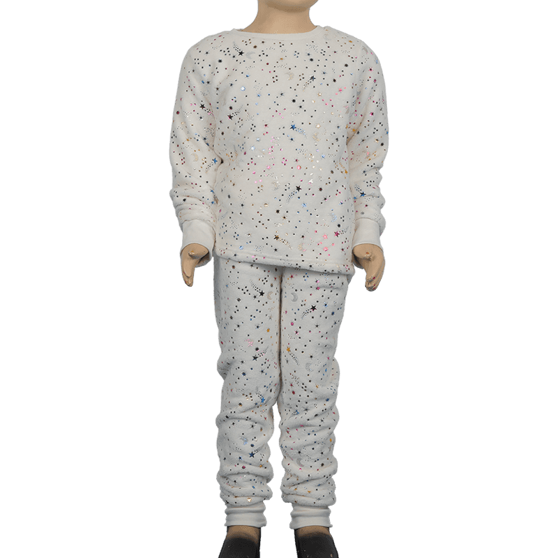 Ensemble de pyjama en peluche de corail argent chaud de haute qualité pour les filles